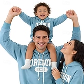 cheap Daily Family Matching-Family Tops Letter Casual Print Red Light Purple Beige Long Sleeve Active Matching Outfits