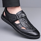 voordelige Casual sandalen-Casual loafers voor heren van imitatieleer – ademend ontwerp met uitsparingen, zachte, gedempte zool, gemakkelijk aan te trekken, elegante schoenen voor elke dag, werk, reizen en buitenactiviteiten.