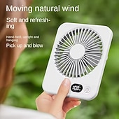 cheap Desktop Fans-Portable Desk Fan with LED Battery Display, Rechargeable Table Fan, 180° Foldable Wall Hanging Personal Fan, Ultra-Thin Quiet USB Powered Fan for Office, Travel, Bedroom, Kitchen