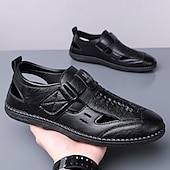 voordelige Casual sandalen-Casual loafers voor heren van imitatieleer – ademend ontwerp met uitsparingen, zachte, gedempte zool, gemakkelijk aan te trekken, elegante schoenen voor elke dag, werk, reizen en buitenactiviteiten.