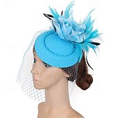 economico Fascinatori-Fascinator Poliestere Matrimonio Compleanno Vintage Carino Retrò Con Piuma Fiore Copricapo Copricapo