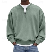 voordelige Basis Sweatshirts-Voor heren Sweatshirt Sweatshirt met kwartrits blauw Zwart Wit Lichtgroen Marineblauw Halve rits Effen Kwart ritssluiting Dagelijks Sport &amp; Outdoor Feestdagen Polyester Streetwear Basic Casual Lente