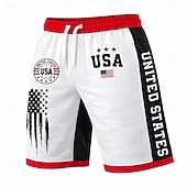 Χαμηλού Κόστους Πατριωτικά 250 Σορτς-Ανδρικά 4η Ιουλίου 250ή επέτειος των ΗΠΑ Αμερικάνικη σημαία Σορτς ιδρώτα Σορτς παραλίας Σορτς Terry Μεσαία Μέση Πατριωτικό Αργίες 3D εκτύπωση Ελαστική μέση με κορδόνι Σχεδιαστής Ρούχα