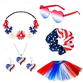  Σετ 250ή Επέτειος ΗΠΑ Δεκαετία '80 Τεμάχια Κεφαλής Τούτου Κάτω από τη φούστα με αξεσουάρ Φανταχτερή Φόρεμα Γυναικεία Απόκριες Μασκάρεμα Ημέρα της ανεξαρτησίας 4η Ιουλίου Ενηλίκων