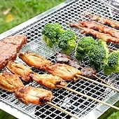voordelige Grills voor buiten koken-20 stuks barbecuespiesen, multifunctionele roestvrijstalen spiesen met houten handvatten, barbecueprikkers, benodigdheden voor buitenkoken en barbecueën van kippenvleugels en ander vlees.