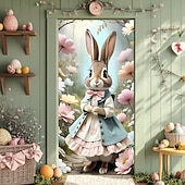 cheap Garage &amp; Door Banners-Easter Posters Door Cover Outdoor Banners Rabbit Cute 3D Party Dorm Teens Room College Dorm Guys Man Cave Frat Bedroom Shooting Backgrounds Home Decor
