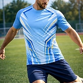  Herren Fußballtrikot Geometrisch Argentinien Pullover-Oberteile Sport-T-Shirt Sommer Farbblock Kurzarm UPF 50 Schnelltrocknend Feuchtigkeitsableitend Atmungsaktiv Turnier Fußball Leger Laufen Joggen