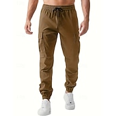 baratos Calças Cargo-Homens Calças Cargo Corredores Calças Calças Táticas Calças de trabalho Com Cordão Bolso multi Bolso com aba Tecido A Prova de Vento Conforto Mimolet Diário Ao ar livre Feriado Roupa de rua à moda
