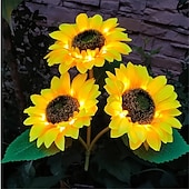 tanie Światła ścieżki i latarnie-3 w 1, zewnętrzne, wodoodporne, solarne lampy na paliki w kształcie słonecznika, 9-głowicowe, dekoracyjne lampy LED do ogrodu, na podwórko, trawnik, patio, do willi – oświetlenie nastrojowe na święta,