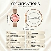 baratos Smartwatch-Relógio inteligente exclusivo Goddess com tela redonda AMOLED HD de 1,32 polegadas, ultrafino e leve de 7,5 mm, a melhor opção de presente para namorada, monitoramento de frequência cardíaca e