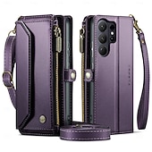 abordables 2026 Samsung Galaxy S26 Serie-teléfono Funda Para Samsung galaxia S26 S26 Ultra Plus Tarjetas billetera con Soporte Cremallera con cordón Retro TPU Cuero de PU