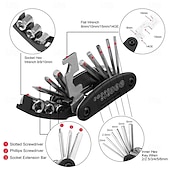 abordables Outillage à main-Kit d'outils de réparation portable 16 en 1 pour vélos, motos et motos : clé hexagonale, tournevis pour pneus et outils de réparation pour écrous et pneus.