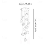 billige Krystallkroner-lange lysekroner for høyt tak, moderne krystallkuler pendellampe, globe regndråpelampe, hengende lysarmaturer til spiraltrapp, foaje, entrywa