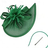 billige Fascinatorer-fascinators Linfrø Bryllup Bursdag Årgang søt stil Retro Rød Med Fjær Blomster Hodeplagg Hodeplagg