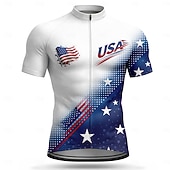  America's 250th Anniversary Independence Day American Independence Day Men Cycling Jersey American US Flag Short Sleeve Bike Jersey Top with 3 Rear Pockets UV Resistant Quick Dry With Pockets Front
