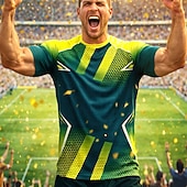  男性用 サッカーユニフォーム 幾何学模様 勾配 文字＆番号 ランニングトップ アスレチックTシャツ 夏 カラーブロック 半袖 UPF 50 速乾性 吸汗性 高通気性 トーナメント サッカー ジム ランニング しつけ用品 スポーツ グリーン スポーツウェア アクティブウェア