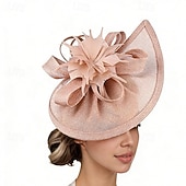billige Fascinatorer-fascinators Linfrø Bryllup Bursdag Årgang søt stil Retro Rød Med Fjær Blomster Hodeplagg Hodeplagg