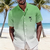 economico Piante tropicali-Per uomo Albero di Cocco Colore sfumato Piante Tropicali Camicie hawaiane Camicia stropicciata Camicia di Seersucker Manica Corta Hawaiano Vacanza al Mare Estate Primavera Collo ripiegato Morbido