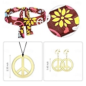 economico Outfit-Set Retrò Vintage Anni '70 Vestito Copricapo Accessori Lunghe Hippie Disco Frange Floreale Paisley Costume Per donna Halloween Carnevale Festival Musicale Festa a tema retrò Adulti Vestito Copricapo