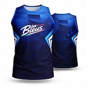  Herren Fußballtrikot Geometrisch Buchstabe Frankreich Workout-Tanktop Lauf-Tanktop Sport-T-Shirt Sommer Ärmellos UPF 50 Schnelltrocknend Feuchtigkeitsableitend Atmungsaktiv Turnier Fußball Leger