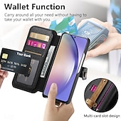 abordables 2026 Samsung Galaxy S26 Serie-teléfono Funda Para Samsung galaxia S26 S26 Plus S26 Ultra Tarjetas billetera Gire la tapa Cremallera con correa de muñeca Caballete Retro TPU Cuero de PU