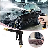 abordables Outils de nettoyage pour véhicule-Pistolet d'arrosage haute pression en métal robuste avec buses rotatives réglables, étanche, idéal pour le lavage de voiture, l'arrosage du jardin, le nettoyage des trottoirs et la douche des animaux.