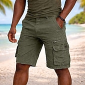 economico Classico-Per uomo Carico tattico Pantaloncini cargo Shorts Pantaloncini casual Tasca Elastico in vita Puro Semplice Tinta unita Lunghezza al ginocchio Casuale All'aperto Abbigliamento casual alla moda Moda