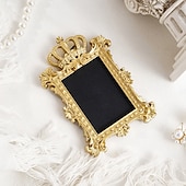 cheap Sculptures-6PCS Vintage Gold Resin Embossed Frame Set – DIY Wall Decor, Photo Frame Accents for Home, Party, Birthday, Wedding, Holiday, Photography Props, Miniature House Decoration