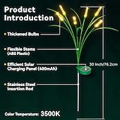 abordables Luces de camino y linternas-2 luces solares de exterior con forma de estaca de burbujas de 10 cabezas, impermeables, con LED oscilantes para jardín, patio, césped, camino, villa, fiesta, cumpleaños, vacaciones e iluminación de