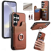 billiga 2026 Samsung Galaxy S26 Serien-telefon fodral Till Samsung Galaxy S26 S26 Plus S26 Ultra Skal med stativ Ringhållare Ringspänne Kontor / företag TPU PU läder