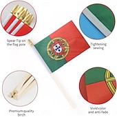 cheap World Soccer Match 2026-25Pack Small Portugal Flag Handheld Mini Portuguese Flags on Stick 5x8 Inch for Soccer World Summer Cup Match, Sports Events, Party Decorations, Fans Cheering