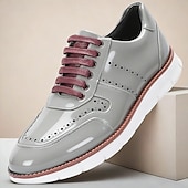 Χαμηλού Κόστους Premium δερμάτινα πάνινα παπούτσια-Ανδρικά γκρι δερμάτινα παπούτσια με κορδόνια – κλασικό φόρεμα σε casual στυλ, άνετα ρούχα γραφείου, επαγγελματικά και επίσημα ρούχα