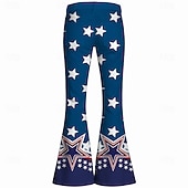  250° anniversario USA Retrò Vintage Anni '70 Pantaloni Pantaloni a zampa d'elefante Hippie Disco Vita alta Costume Per donna Mascherata 4 Luglio Feste Giorno dell'Indipendenza Adulti Pantaloni