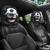 voordelige 250e Verjaardag-2 stuks grappige hoofdsteunhoezen met voetbalhoofd-uitdrukking voor in de auto, gemaakt van non-woven polyester, universele pasvorm, wasbaar, eenvoudig te installeren, perfect voor roadtrips of