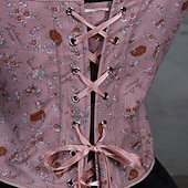 billige Topper-Kostymer i middelalderstil Renessanse Cottagecore Korsett Bodice Viking Bonde Blondér Blomstret Kostyme Dame Keltisk fantasi Halloween Karneval Ytelse LARP Ren Faire Voksne Korsett