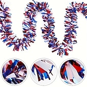 cheap U.S. 250th Anniversary-4Pcs Patriotic Tinsel Garland Red White Blue Foil Streamers 78.7in Metallic Fringe Decorations for 4th of July Independence Day Memorial Day Labor Day American Flag Theme Party Decor Durable Plastic