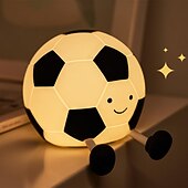 billige Nursery Night Lights-Fotball myk silikonkranlampe, øyevennlig LED-lampe med 30-minutters timer, 3 justerbare lysstyrkenivåer, USB-oppladbar nattlampe til soverom, nattbord, fotballfan, guttegave, sportsdekor