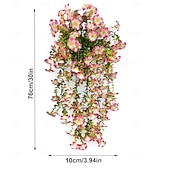 abordables Artificial Flower-4pcs Artificial Morning Glory Vine Garland for Wedding, Home, &amp; Outdoor Decor, Realistic Flower Hanging Vines for Garden, Patio, Wall, and Courtyard, Durable Faux Floral Décor for Wedding Decoration