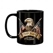 economico 250° Anniversario degli Stati Uniti-Tazza da caffè in ceramica per il 250° anniversario americano, tazza in ceramica da 11,2/15,2 once per caffè, tè, latte, acqua, regalo ideale per regali patriottici, stoviglie commemorative