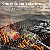cheap Grills &amp; Outdoor Cooking-2pcs/set Portable Stainless Steel Barbecue Grill Set, Stainless Steel Portable Barbecue Cooking Rack, Barbecue Tool Set, Outdoor Grill Basket, Outdoor Camping Grill, Outdoor Round Barbecue Fire Pit