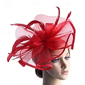 voordelige Fascinators-fascinators Veer Netto Bruiloft Verjaardag Elegant Vintage leuke Style Met Veer Tule Helm Hoofddeksels