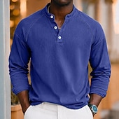 levne základní trička-SoftFade™ Pánské Tričko Henley košile 100% Bavlna Kyselé praní Tričko Krátký rukáv Jednoduché Solidní Vintage Streetwear Příležitostné Barvené Prané Raglánové rukávy Postavený límec Henley Ulice