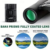 abordables Telescopios-Prismáticos compactos 40x22 para adultos y niños, prismáticos de bolsillo HD de alta potencia con prisma Bak4 y lente FMC, prismáticos plegables e impermeables para observación de aves, conciertos,