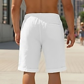 economico retrò-Per uomo Shorts di Lino Pantaloncini Estivi Shorts da Spiaggia Coulisse Elastico in vita Tasca con cerniera Semplice Tinta unita Comodità Morbido Lunghezza al ginocchio Quotidiano Spiaggia Moda Chic