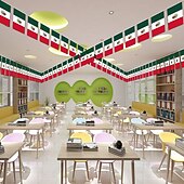 abordables Partido de Fútbol Mundial 2026-Banderín de bandera mexicana para el Mundial de Fútbol de Verano (50 banderas, 14 metros) para decoración de país, escuela, fiesta y eventos deportivos.
