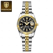 economico Orologi al quarzo-orologio da polso da donna di lusso, orologio da polso al quarzo da donna con cinturino in acciaio inossidabile bicolore oro argento e lunetta scanalata &amp;orologio elegante e impermeabile da donna,