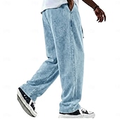 economico pantaloni casual-Per uomo Pantaloni Pantaloni casual 100% cotone Pantaloni Larghi Pantaloni lavati con acido Coulisse Elastico in vita Gamba Dritta Semplice Morbido Confortevole Lunghezza intera Casuale Quotidiano