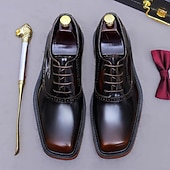 abordables Chaussures de Costume Classiques-Chaussures habillées Oxford pour homme, en cuir noir et marron, à lacets, bout rapporté, idéales pour les mariages, le bureau, les réunions, les banquets, les cérémonies du marié, l'église et les soirées élégantes.