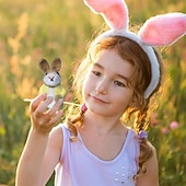  6 יחידות ממולאות סל פסחא ארנב לבד מחט, בובת פרווה מיניאטורית מצמר בעבודת יד, צעצוע בסגנון ארנב, מתנה רכה ואביבית לילדים בנות בנים, עיצוב חדר ילדים בהשראת וולדורף