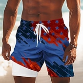  Herren 250. Jahrestag des Unabhängigkeitstages der USA am 4. Juli US Flagge Gefütterte Shorts 2 in 1 Badeshorts Badeshorts Mittlere Taille Patriotisch Ferien Seitentaschen Mit Kompressionsfutter